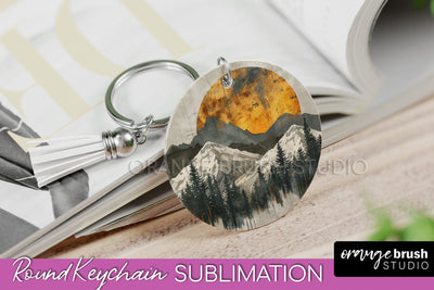Boho Keychain - Minimalist Landscape Sublimation Design Sublimation OrangeBrushStudio 