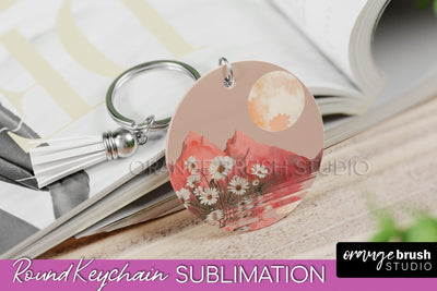 Boho Keychain - Minimalist Landscape Sublimation Design Sublimation OrangeBrushStudio 