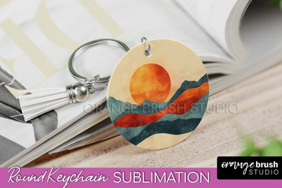 Boho Keychain - Minimalist Landscape Sublimation Design Sublimation OrangeBrushStudio 