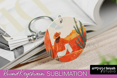 Boho Keychain - Minimalist Landscape Sublimation Design Sublimation OrangeBrushStudio 
