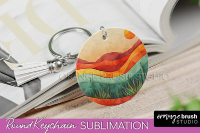 Boho Keychain - Minimalist Landscape Sublimation Design Sublimation OrangeBrushStudio 
