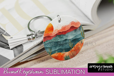 Boho Keychain - Minimalist Landscape Sublimation Design Sublimation OrangeBrushStudio 