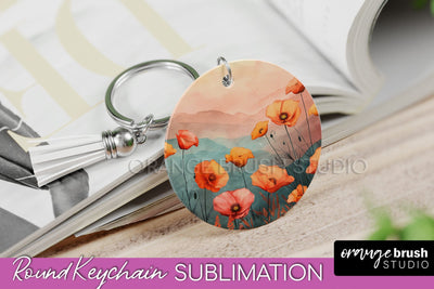 Boho Keychain - Minimalist Landscape Sublimation Design Sublimation OrangeBrushStudio 