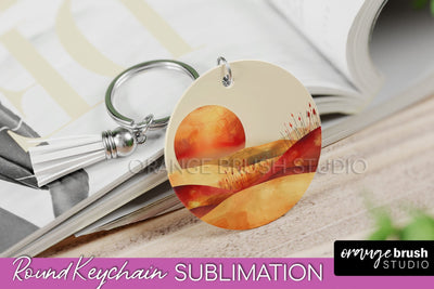Boho Keychain - Minimalist Landscape Sublimation Design Sublimation OrangeBrushStudio 