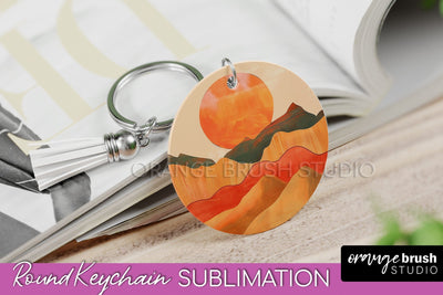 Boho Keychain - Minimalist Landscape Sublimation Design Sublimation OrangeBrushStudio 