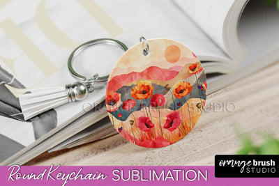 Boho Keychain - Minimalist Landscape Sublimation Design Sublimation OrangeBrushStudio 