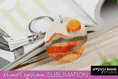Boho Keychain - Minimalist Landscape Sublimation Design Sublimation OrangeBrushStudio 