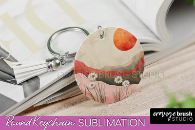Boho Keychain - Minimalist Landscape Sublimation Design Sublimation OrangeBrushStudio 