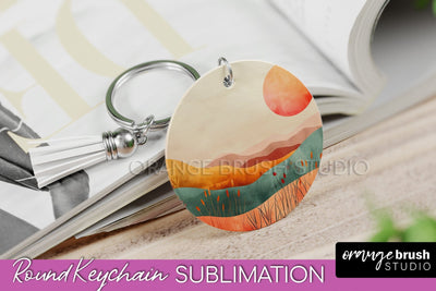 Boho Keychain - Minimalist Landscape Sublimation Design Sublimation OrangeBrushStudio 