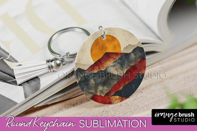 Boho Keychain - Minimalist Landscape Sublimation Design Sublimation OrangeBrushStudio 