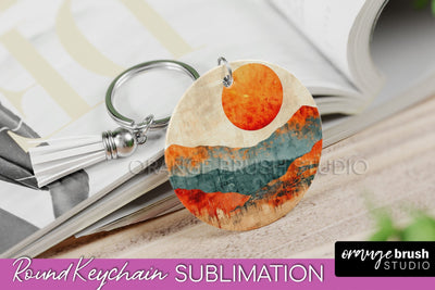 Boho Keychain - Minimalist Landscape Sublimation Design Sublimation OrangeBrushStudio 