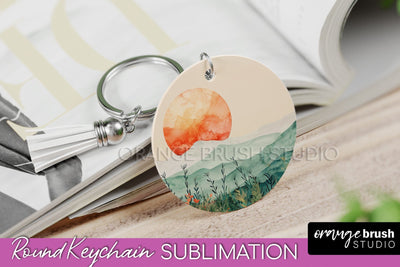 Boho Keychain - Minimalist Landscape Sublimation Design Sublimation OrangeBrushStudio 