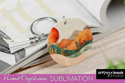 Boho Keychain - Minimalist Landscape Sublimation Design Sublimation OrangeBrushStudio 