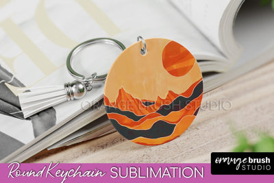 Boho Keychain - Minimalist Landscape Sublimation Design Sublimation OrangeBrushStudio 