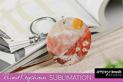 Boho Keychain - Minimalist Landscape Sublimation Design Sublimation OrangeBrushStudio 