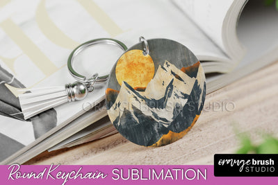 Boho Keychain - Minimalist Landscape Sublimation Design Sublimation OrangeBrushStudio 