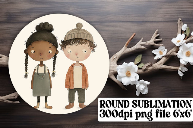 Boho Kids Circle Sublimation: Radiant Keychain Joy Sublimation afrosvg 