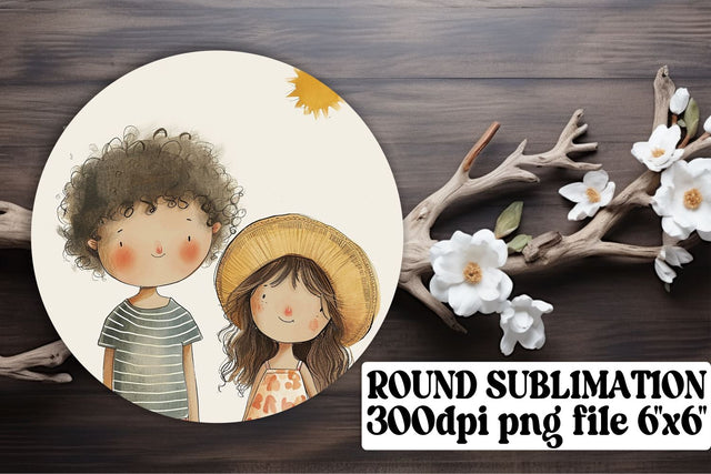 Boho Kids Round Ornament Sublimation: Delightful Decor Sublimation afrosvg 