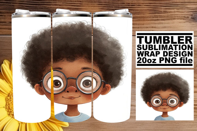 Boho Kids Watercolor Tumbler Decor - 20oz Sublimation afrosvg 