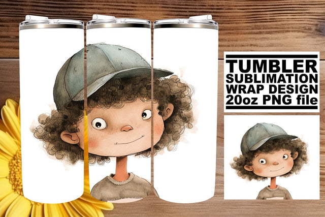 Boho Kids Watercolor Tumbler Wrap Collection Sublimation afrosvg 