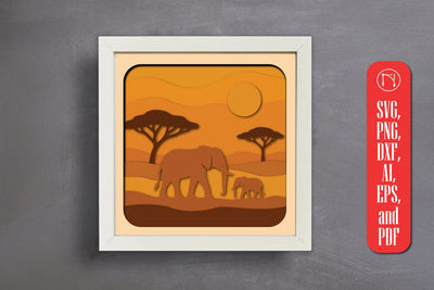 Boho Landscape Paper Cut Shadow Box SVG SVG MD JOYNAL ABDIN 
