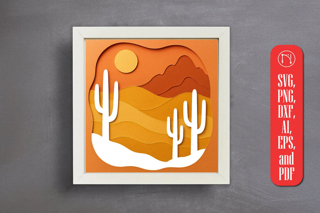 Boho Landscape Paper Cut Shadow Box SVG SVG MD JOYNAL ABDIN 