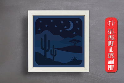Boho Landscape Paper Cut Shadow Box SVG SVG MD JOYNAL ABDIN 