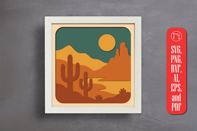 Boho Landscape Paper Cut Shadow Box SVG SVG MD JOYNAL ABDIN 
