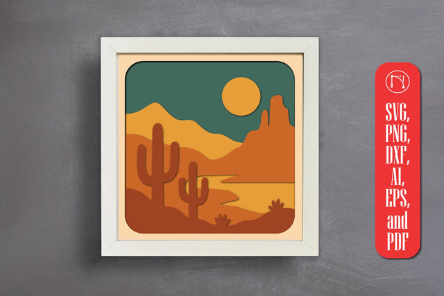 Boho Landscape Paper Cut Shadow Box SVG SVG MD JOYNAL ABDIN 