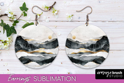 Boho Landscape Round Earring Sublimation, Minimalist Earring Sublimation OrangeBrushStudio 
