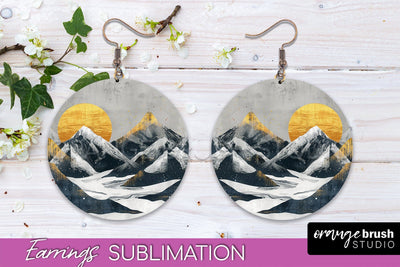Boho Landscape Round Earring Sublimation, Minimalist Earring Sublimation OrangeBrushStudio 