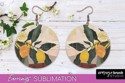 Boho Landscape Round Earring Sublimation, Minimalist Earring Sublimation OrangeBrushStudio 