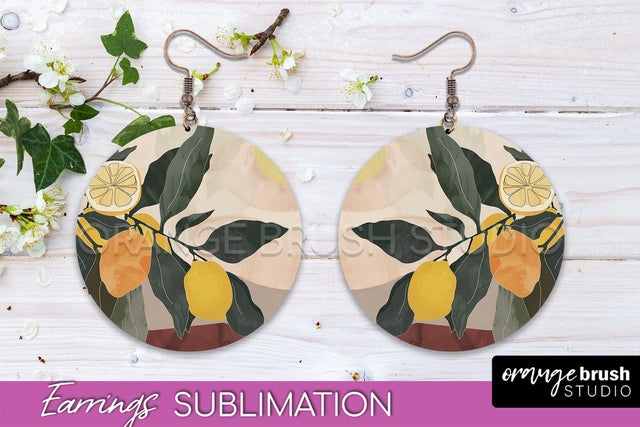 Boho Landscape Round Earring Sublimation, Minimalist Earring Sublimation OrangeBrushStudio 