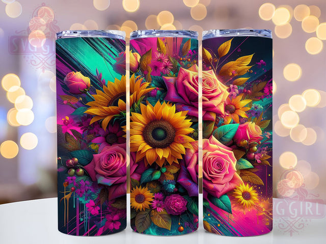Boho Leopard Sunflower Rose 20oz Tumbler, Leopard Print, 20oz Wrap, Sublimation Design, Floral Tumbler, Boho Style, PNG File Sublimation SvggirlplusArt 