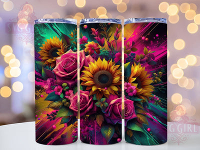 Boho Leopard Sunflower Rose 20oz Tumbler, Leopard Print, 20oz Wrap, Sublimation Design, Floral Tumbler, Boho Style, PNG File Sublimation SvggirlplusArt 