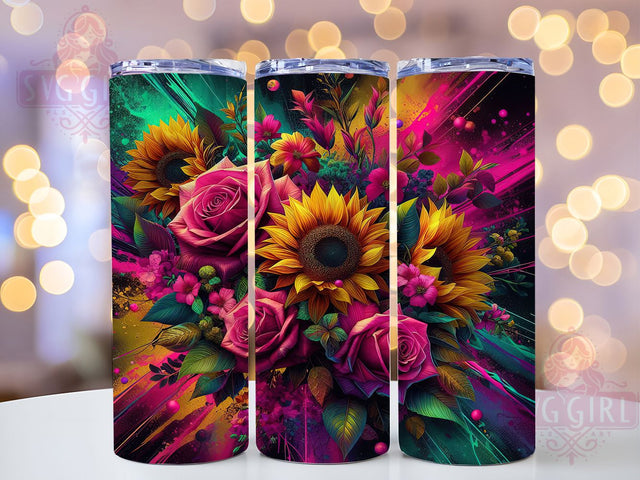 Boho Leopard Sunflower Rose 20oz Tumbler, Leopard Print, 20oz Wrap, Sublimation Design, Floral Tumbler, Boho Style, PNG File Sublimation SvggirlplusArt 