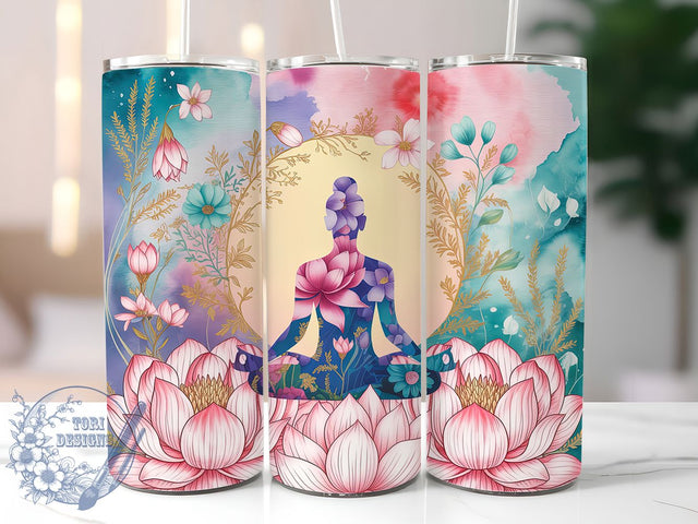Boho Lotus Yoga Meditation Tumbler Wrap, Lotus Tumbler Design, Meditation Tumbler Wrap, 20Oz Sublimation Wrap, Boho Lotus Tumbler, Mindfulness Cup Design, Yoga Gift Tumbler Sublimation ToriDesigns 