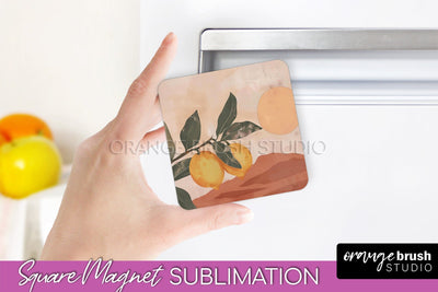 Boho Magnet Sublimation, Minimalist Landscape Magnet Design Sublimation OrangeBrushStudio 