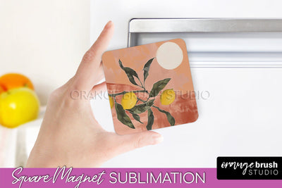Boho Magnet Sublimation, Minimalist Landscape Magnet Design Sublimation OrangeBrushStudio 