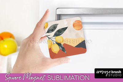 Boho Magnet Sublimation, Minimalist Landscape Magnet Design Sublimation OrangeBrushStudio 