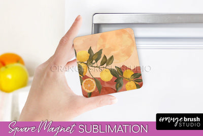 Boho Magnet Sublimation, Minimalist Landscape Magnet Design Sublimation OrangeBrushStudio 
