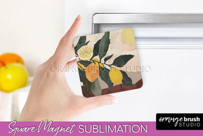 Boho Magnet Sublimation, Minimalist Landscape Magnet Design Sublimation OrangeBrushStudio 