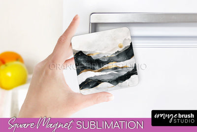 Boho Magnet Sublimation, Minimalist Landscape Magnet Design Sublimation OrangeBrushStudio 