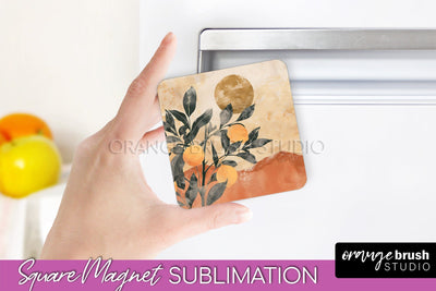Boho Magnet Sublimation, Minimalist Landscape Magnet Design Sublimation OrangeBrushStudio 