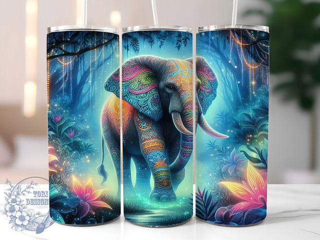 Boho Mandala Elephant 20oz Tumbler, Boho Elephant Design, Mandala Elephant Mug, Tribal Elephant Cup, Ornate Animal Wrap, Artistic Wildlife Tumbler, Sublimation Tumbler Wrap Sublimation ToriDesigns 