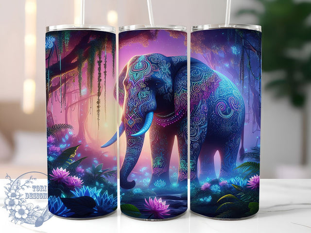 Boho Mandala Elephant 20oz Tumbler, Boho Elephant Design, Mandala Elephant Mug, Tribal Elephant Cup, Ornate Animal Wrap, Artistic Wildlife Tumbler, Sublimation Tumbler Wrap Sublimation ToriDesigns 
