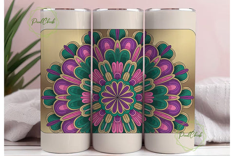 Boho Mandala Floral 20oz Tumbler Wrap Sublimation PixelChick 