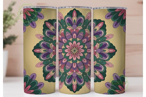 Boho Mandala Floral 20oz Tumbler Wrap Sublimation PixelChick 