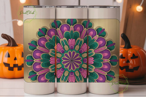 Boho Mandala Floral 20oz Tumbler Wrap Sublimation PixelChick 