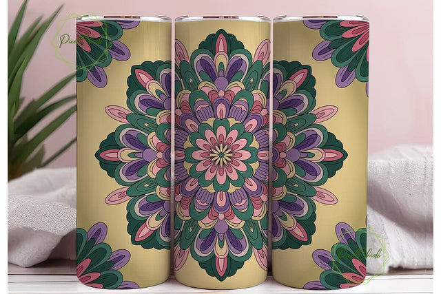 Boho Mandala Floral 20oz Tumbler Wrap Sublimation PixelChick 